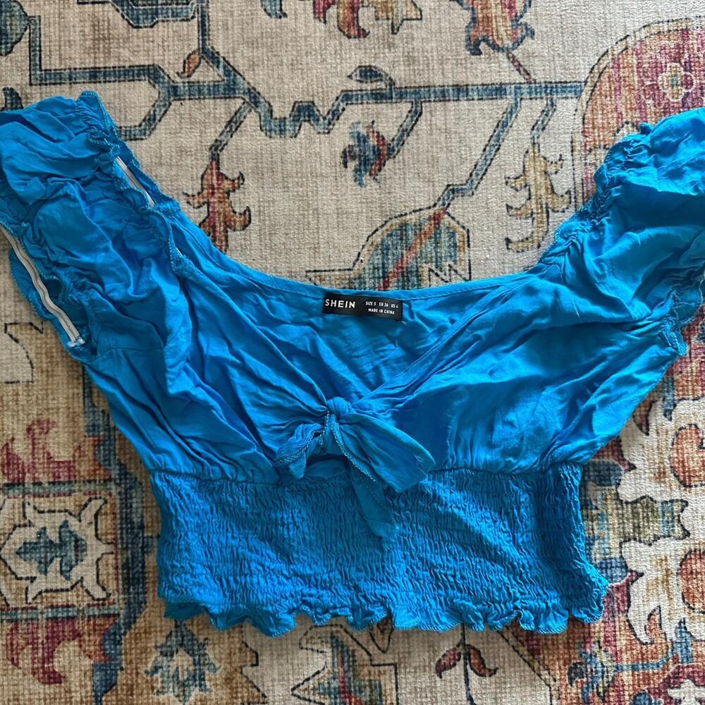 Electric blue off the shoulder